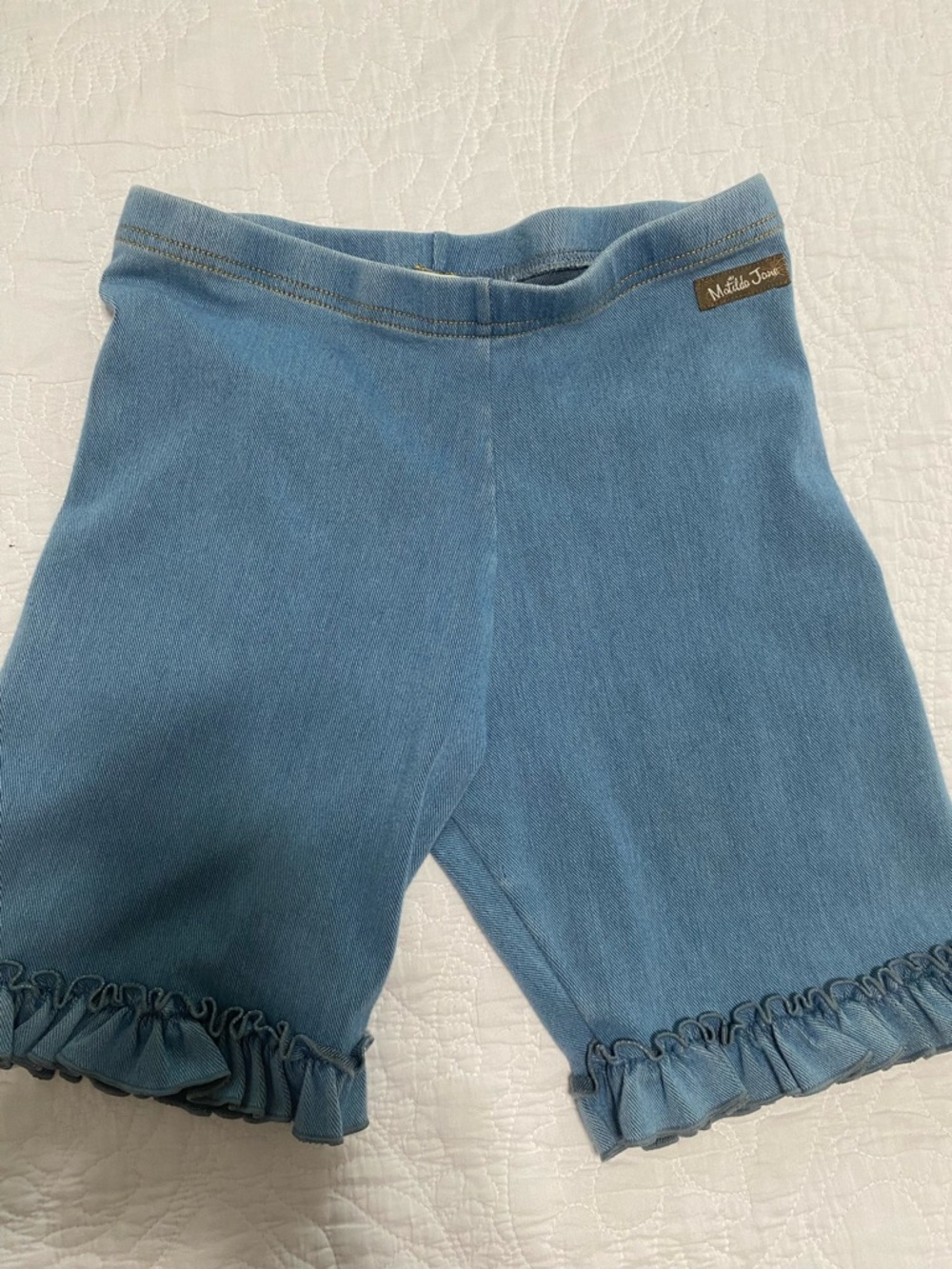 Matilda Jane Dusty Blue Ruffle Hem Knit Shorts